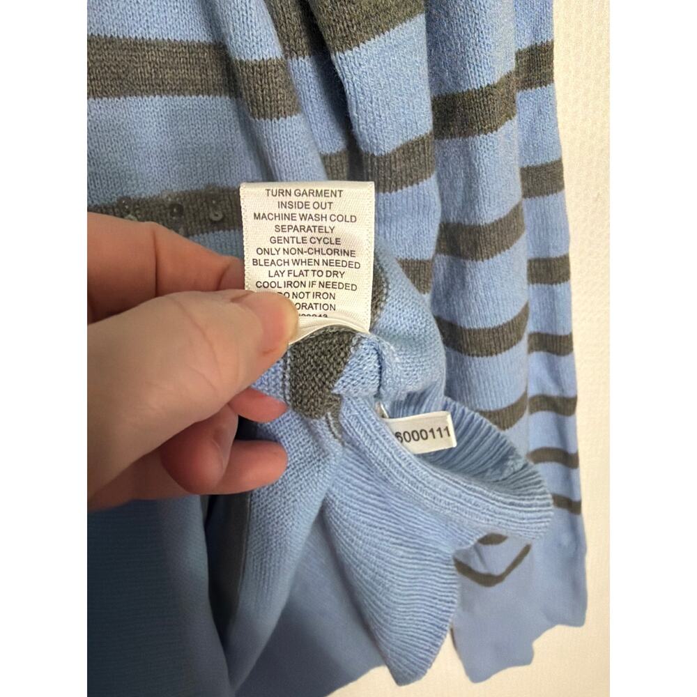 New York & Company XL Blue Gray Striped V Neck Sweater Sequin‎ Detail NWT - Picture 7 of 10